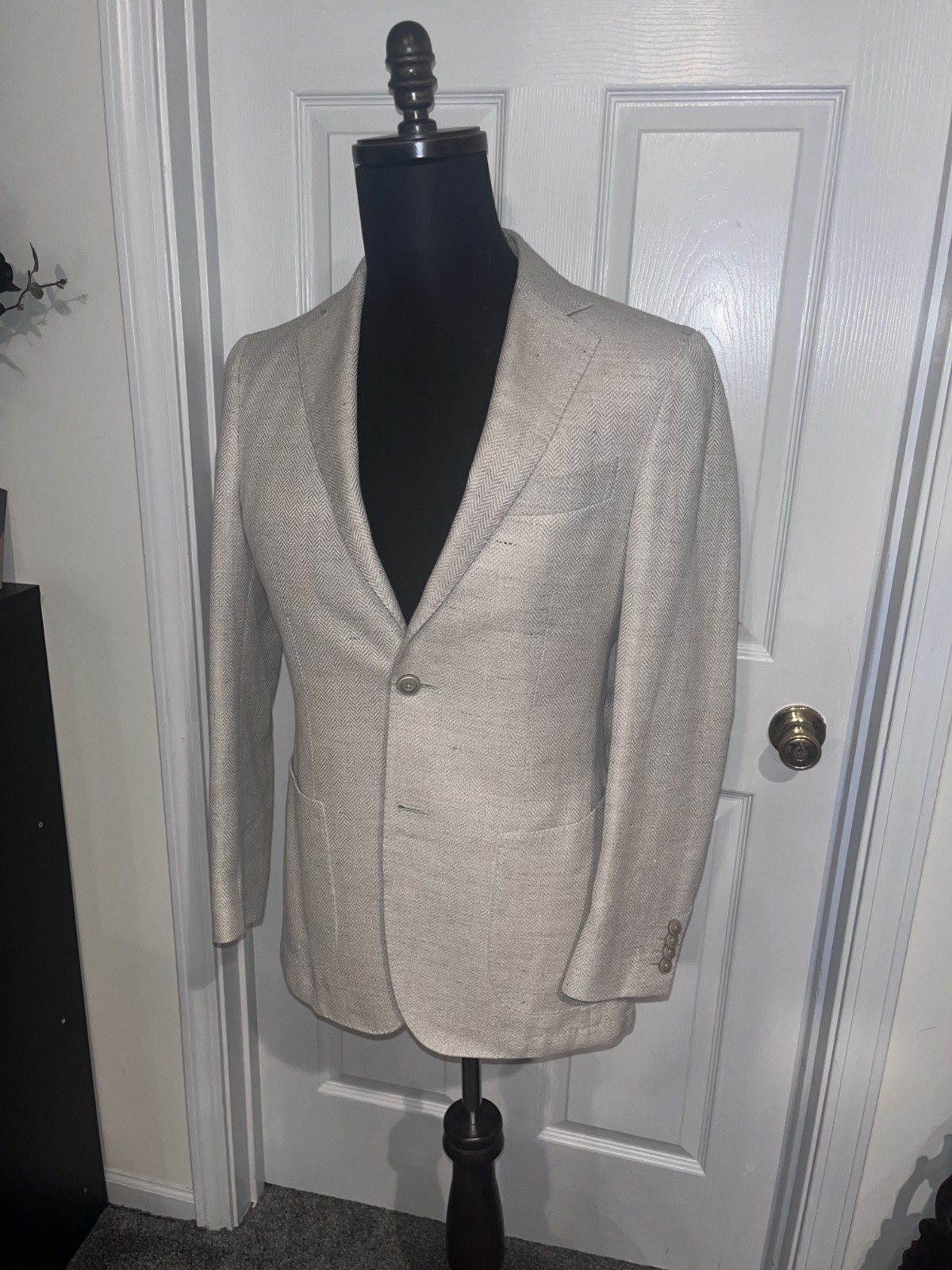 Suitsupply Linen Silk Wool Cotten 36R Beiege Cream Tan Suit Jacket Blazer Havana