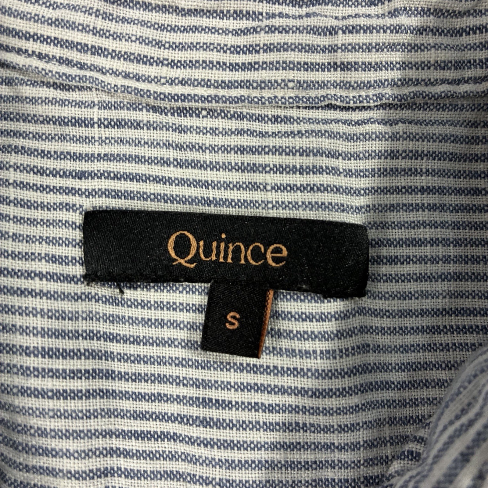 Quince European Linen Long Sleeve Button Up Blue Stripe Womens S Quiet Luxury