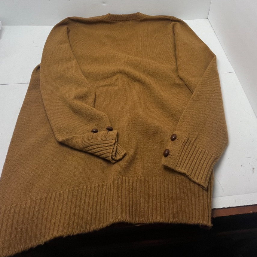 Grandpa core Scotland vtg Gary & Co. brown lambswool vneck sweater 42″ 107cm men