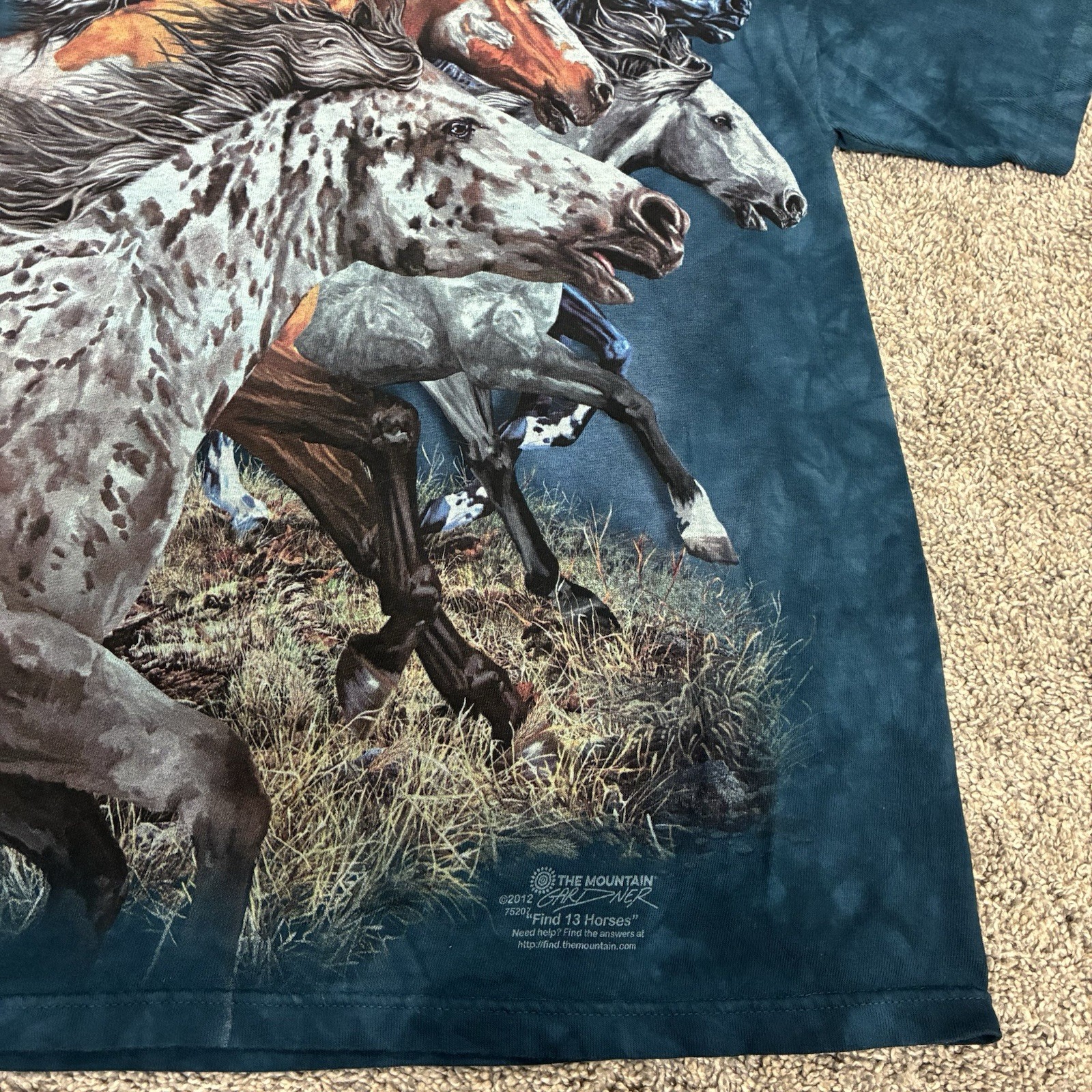 The Mountain Horse T-Shirt Unisex Small Blue 2012 “Find 13 Horses” Hidden Images