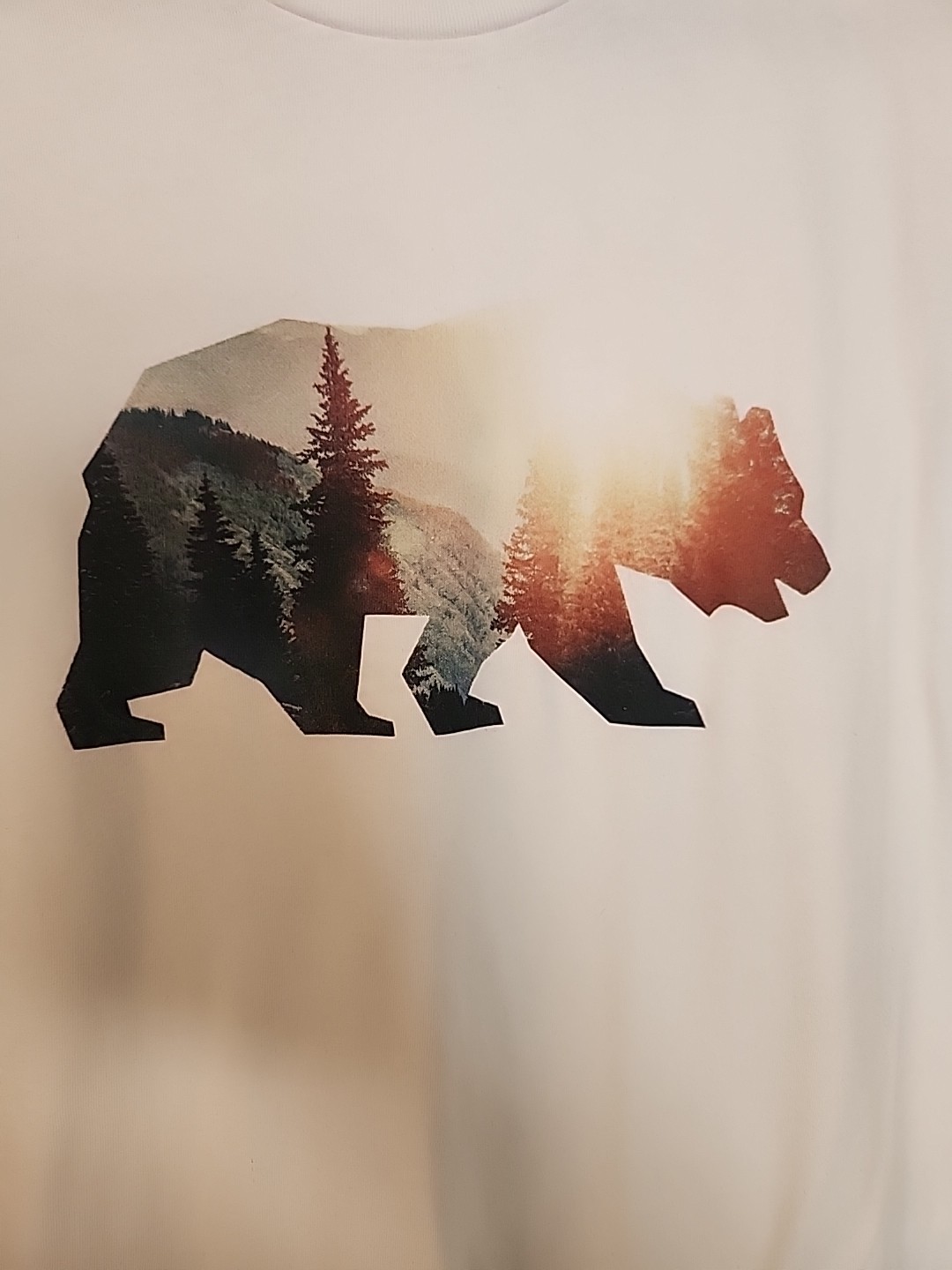 New Old Navy Soft Washed White Sunset Bear With Nature Theme Tee Size Medium