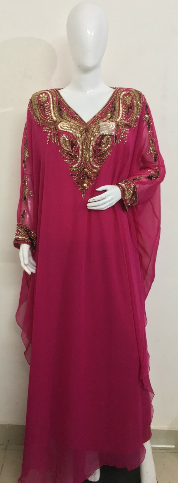 Eid Special Offer High Quality Lady Abaya Women Kaftan Hand Beads Work Free Size