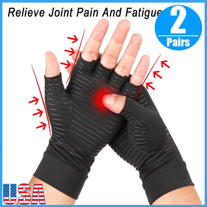 1 Pairs(2pc) Copper Arthritis Compression Gloves Hand Support Joint Pain Relief