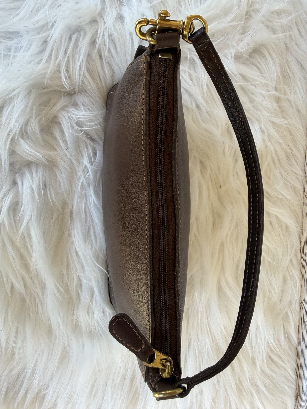 Vintage Coach Bleecker Demi Zip 9311 Brown Leather Shoulder Bag USA Y2K