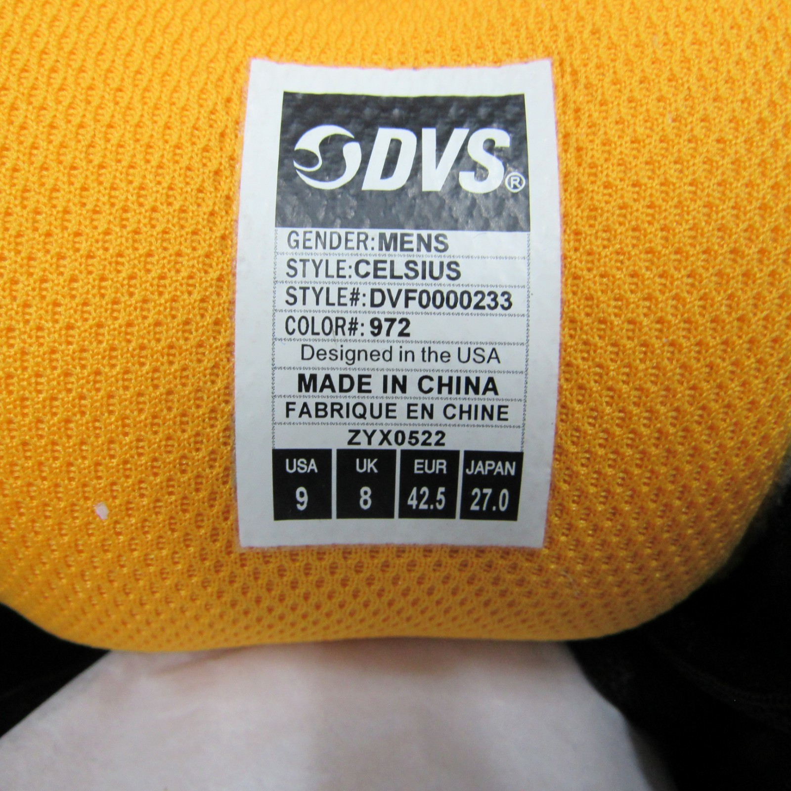 DVS Skateboard Shoes Celsius Black/Orange/Blue SIZE 9