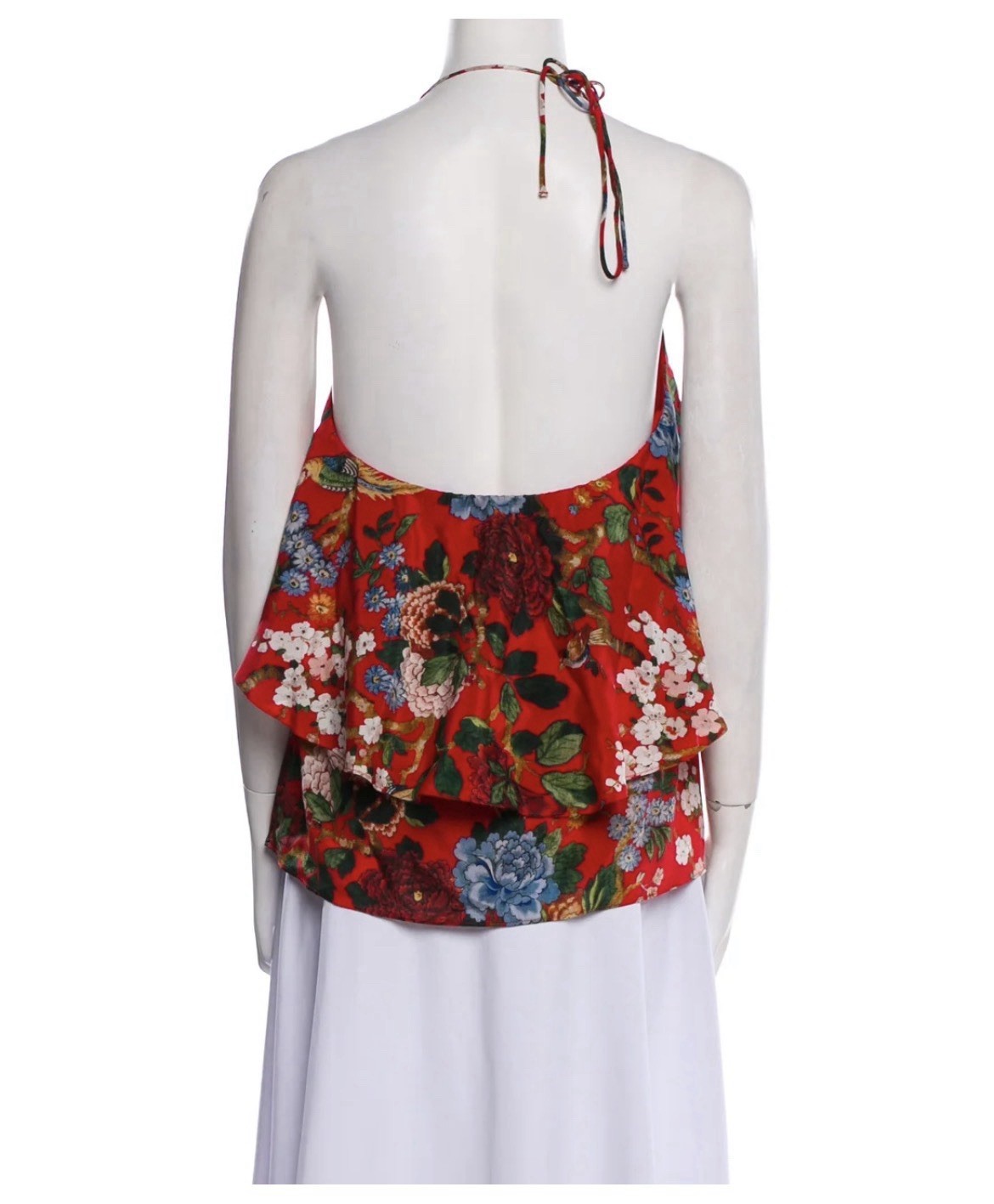 Alice + Olivia Red Floral Silk Layered Spaghetti Strap Cami Tank Top M read