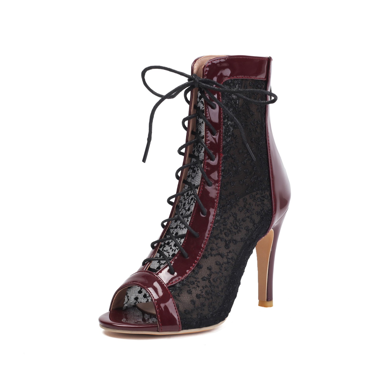 Summer Women High stilettos Oversize Peep Toe Breathable Mesh Low Cut Cool Boots
