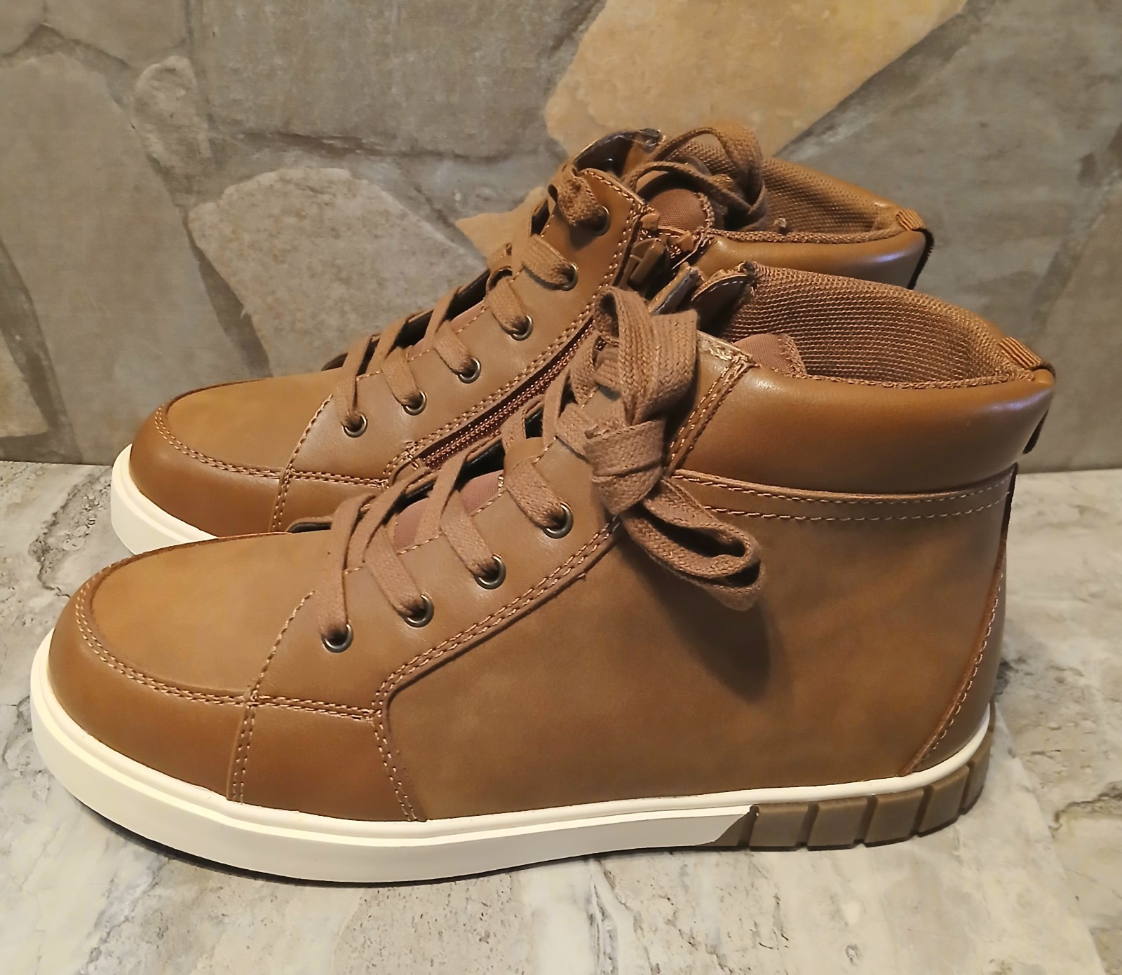 Sonoma Boys Size 5 NEW Brown Boots Elfons Cognac Easy Zip Memory Foam Shoes