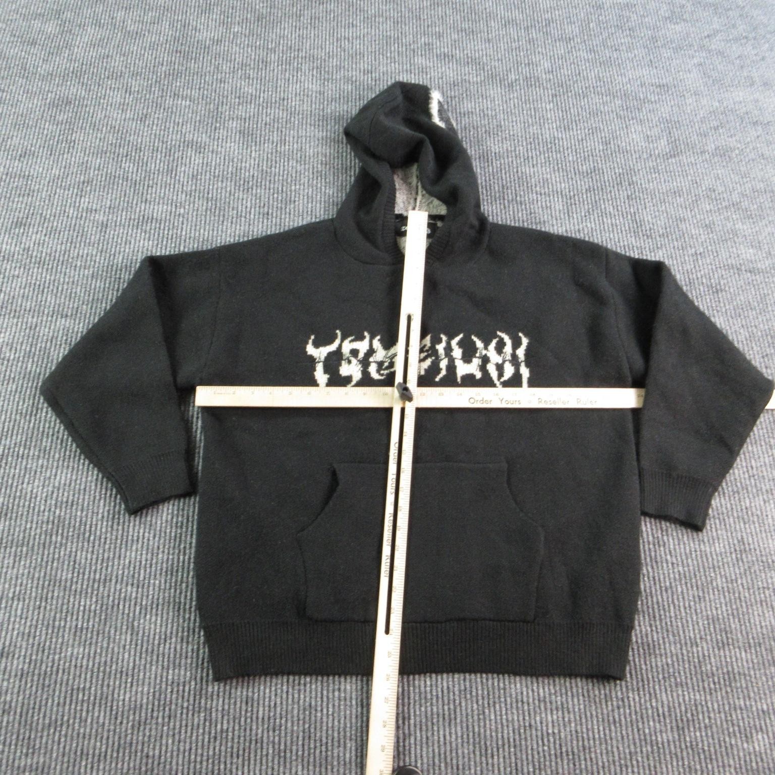 Ceimon Mens Large Black Pullover Centipede Hoodie Pockets Graphic Oversized Y2K