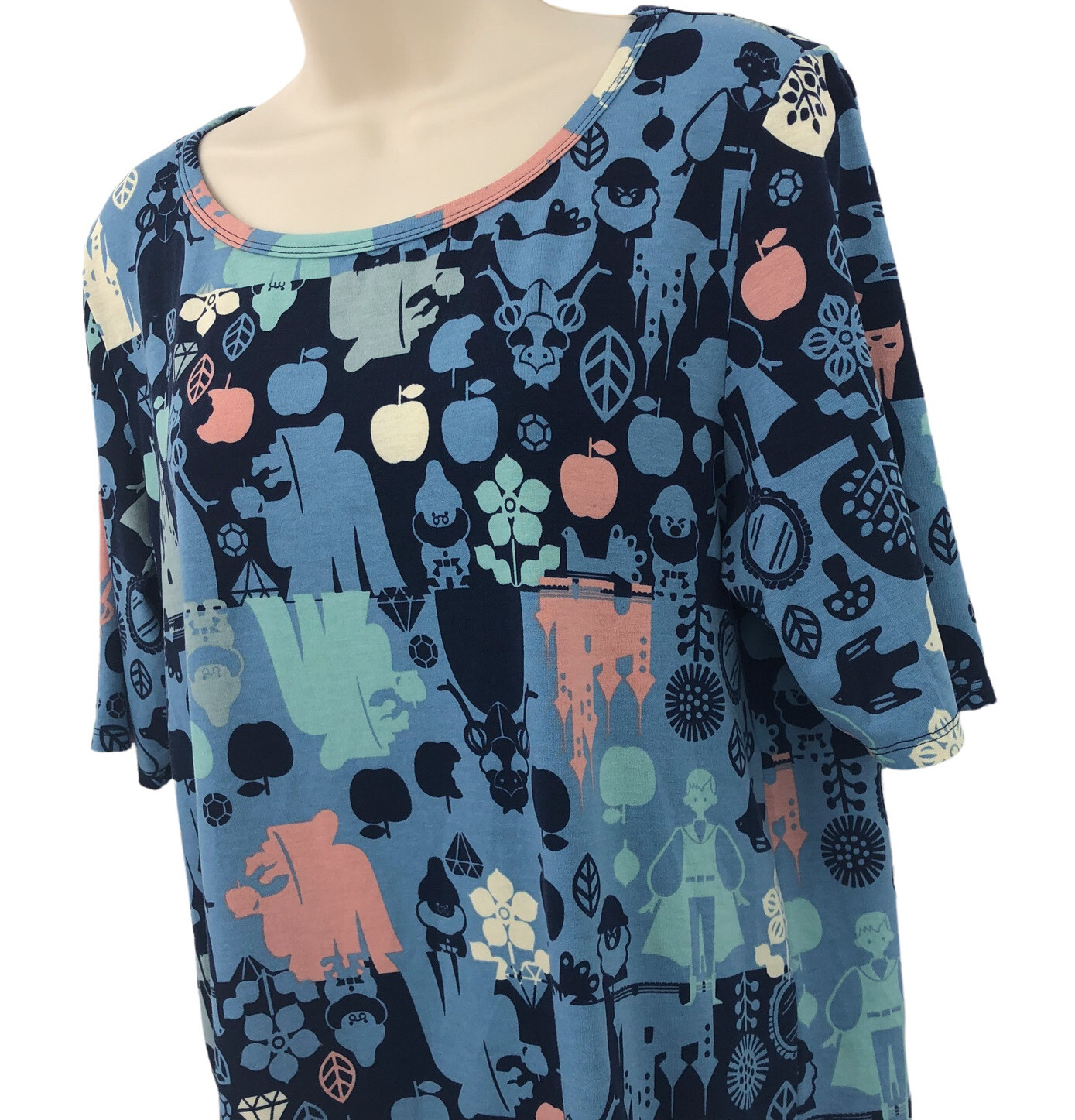 Snow White Womens Tee Shirt Size XL Blue Dwarves Apple Prince Stepmother Lularoe