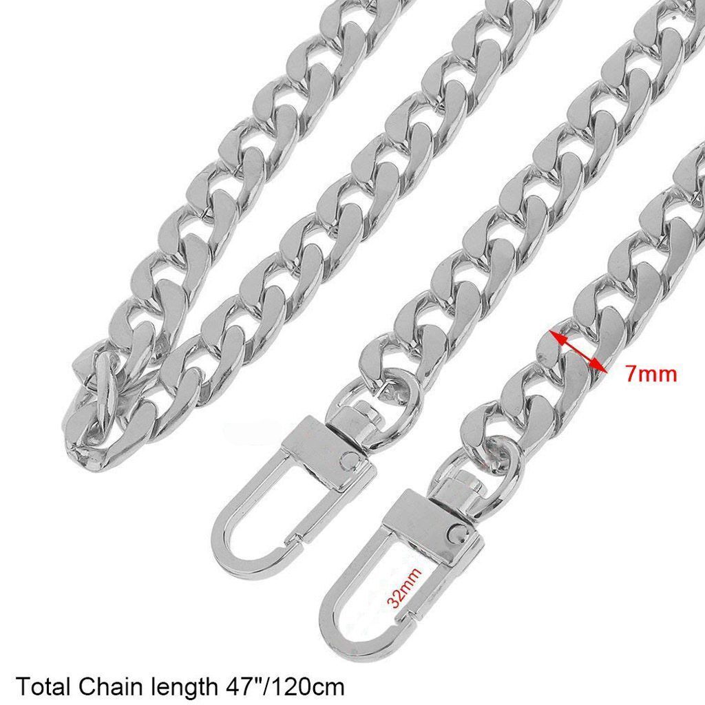 Purse Chain Strap Silver Handle Shoulder Crossbody Handbag Metal Replacement 47″