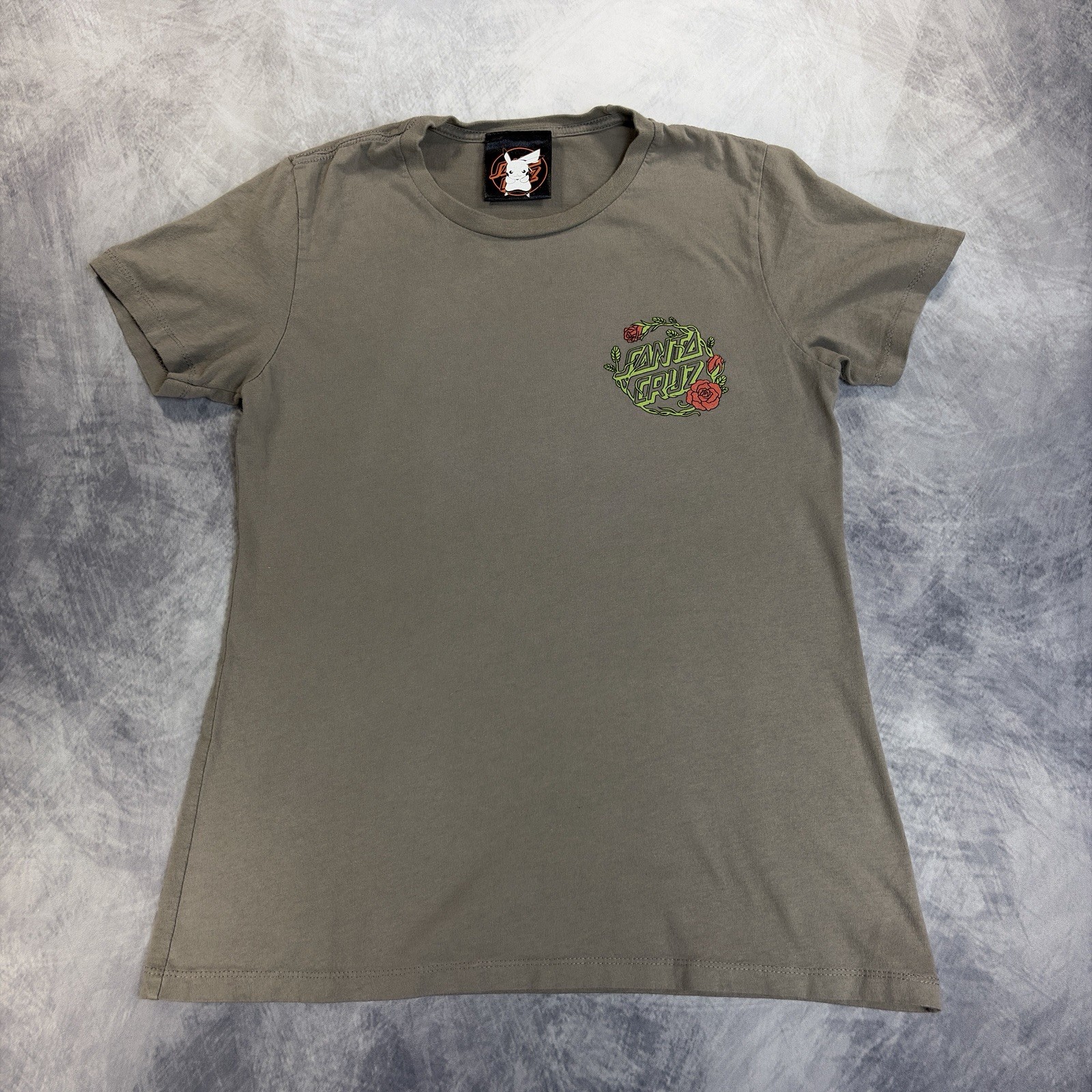 Santa Cruz Pokemon Bulbasaur Graphic T Shirt Womens L Gray Skate Tee 2023