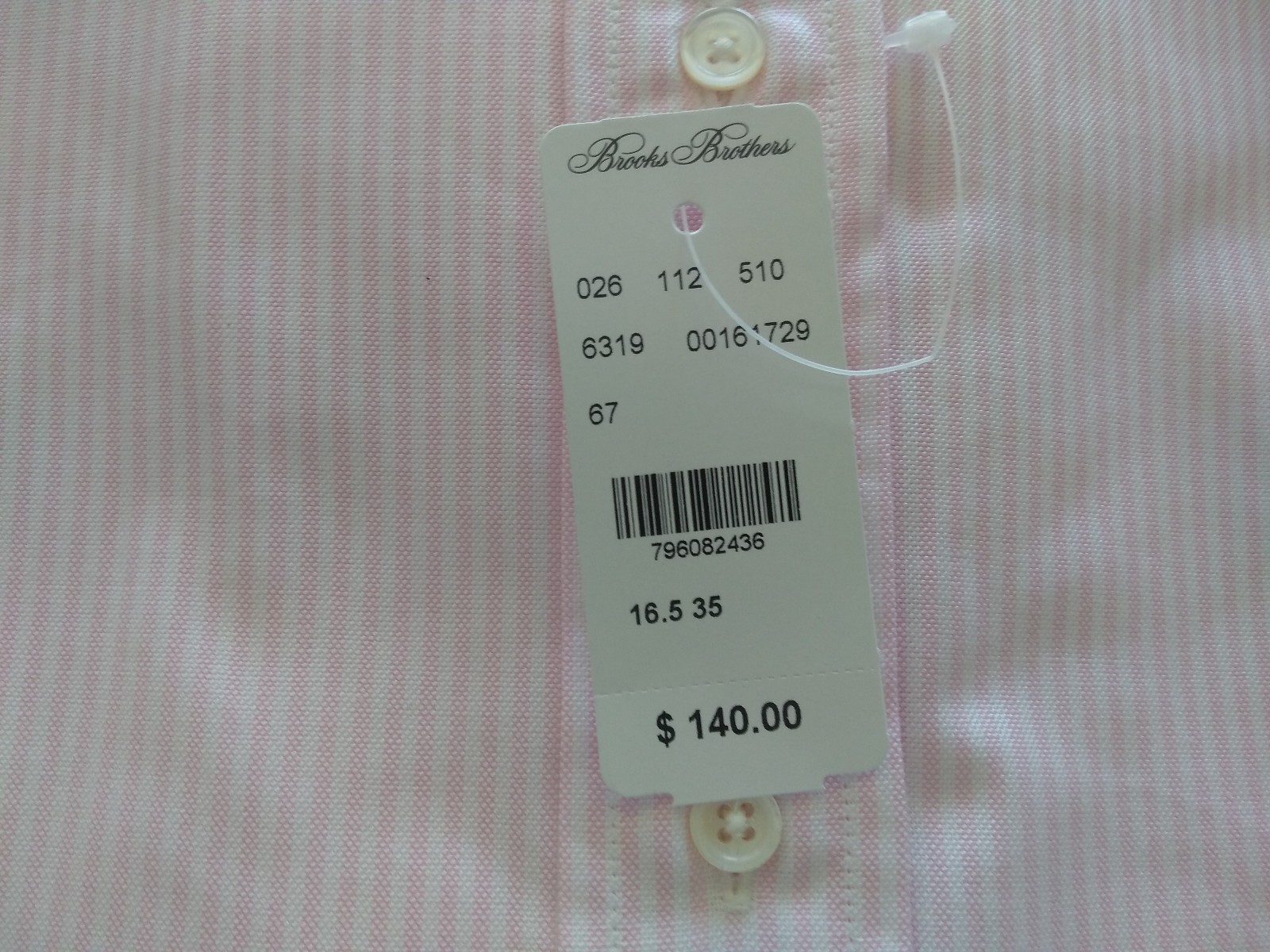 NWT Brooks Brothers Pink University Stripe Button Down 16.5-35 Madison MSRP $140