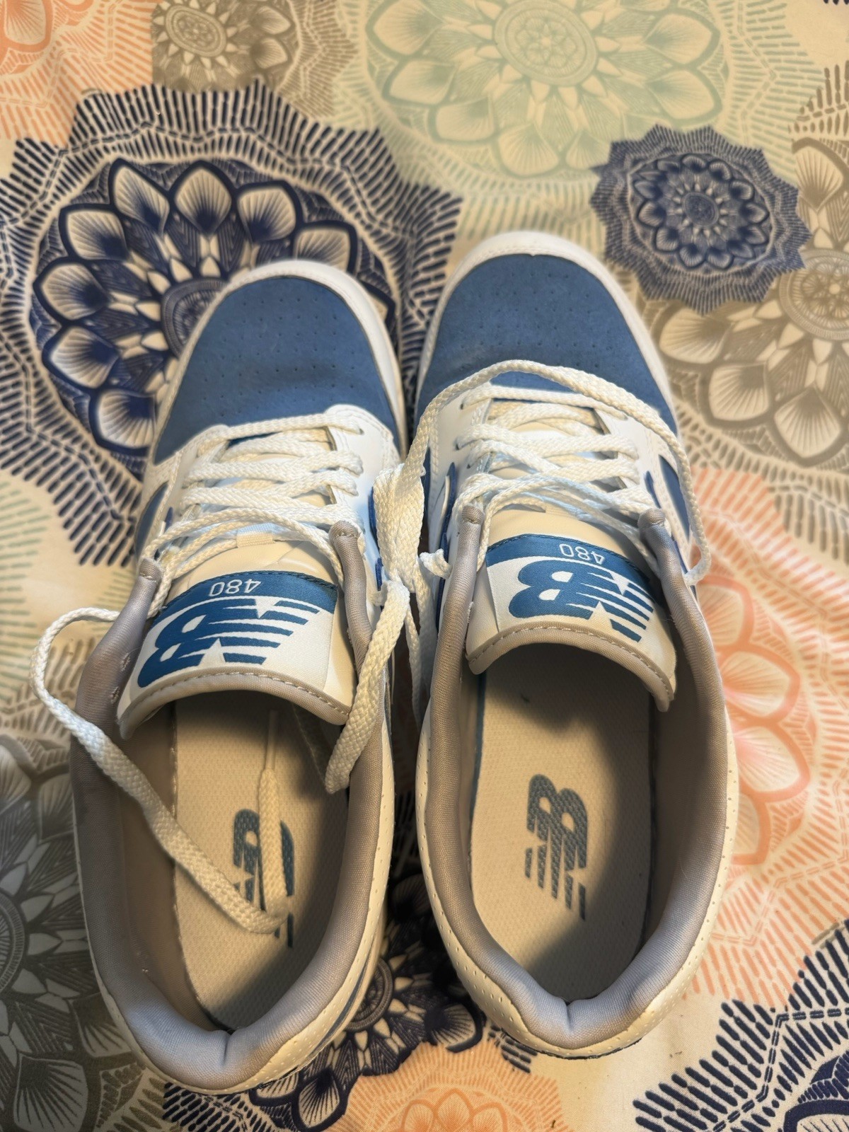 New Balance 480 White Royal Blue Suede Mens Size 10