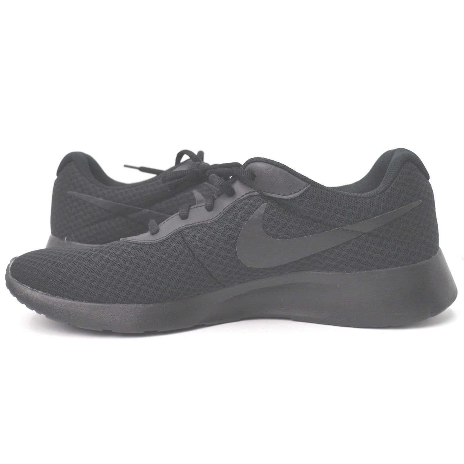 Nike Tanjun Mens Triple Black Mesh Running Shoes Low Top Sneakers Size 13
