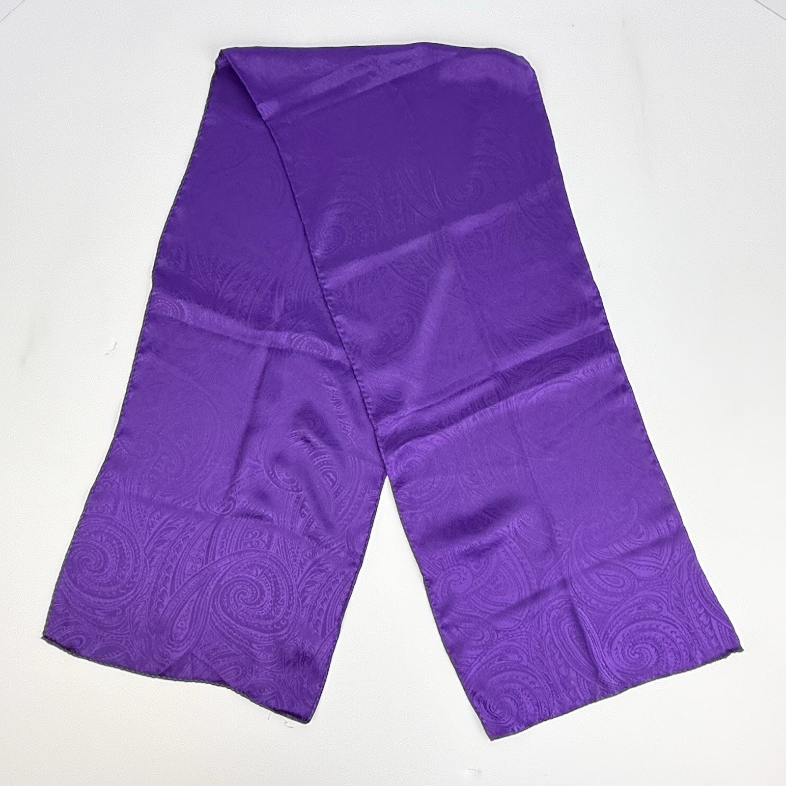 Vintage Woman’s Purple Paisley Neck Wrap Scarf 10 1/2”x 53”