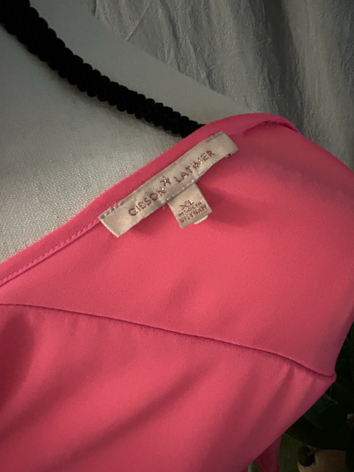 gianni bini pink solid chiffon v neck kimono short sleeve blouse xl