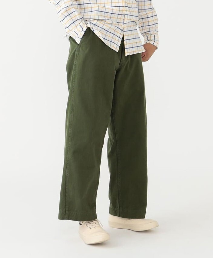 New BEAMS PLUS Mil Trousers Herringbone Olive Military Pants Limited Tokyo S-XL