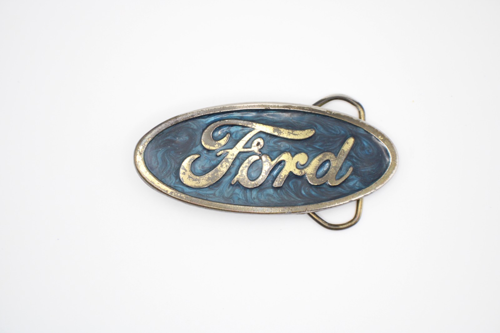 Vintage 1980 Ford Oval Logo Belt Buckle Blue Enamel Serial #285 USA