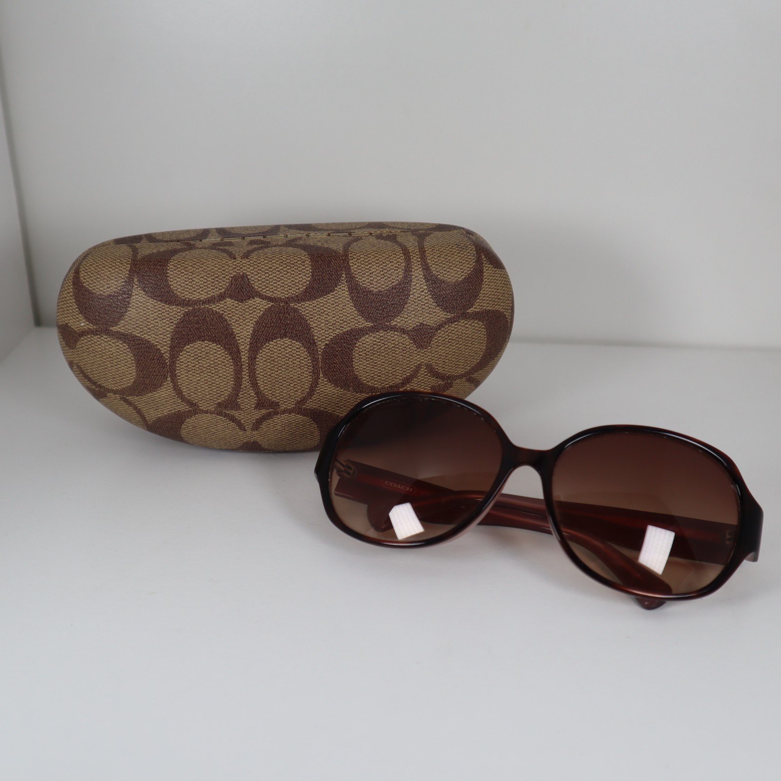 Vintage Coach S2030 Pink/Brown Tortoise Round Logo Sunglasses 58-15-120mm READ