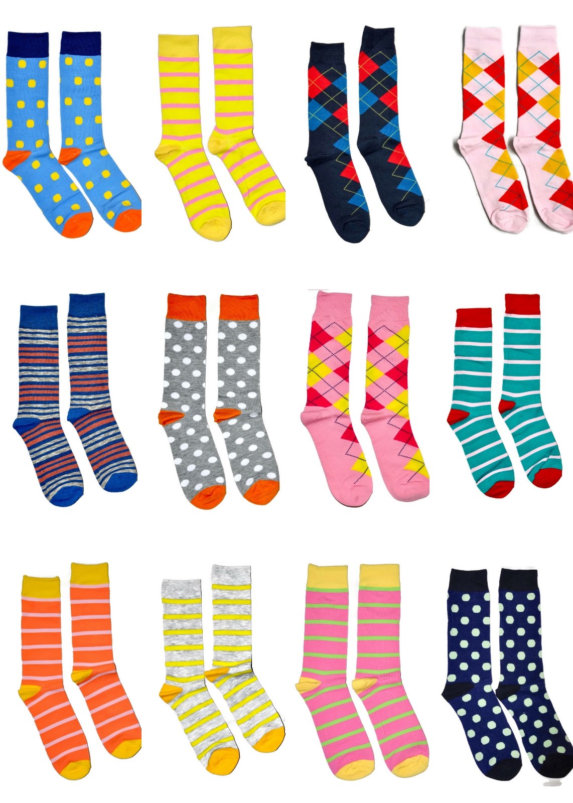 Mens Fancy Socks 1 Pair Colorful Fun Dot Argyle Striped Wedding Party Prom Groom