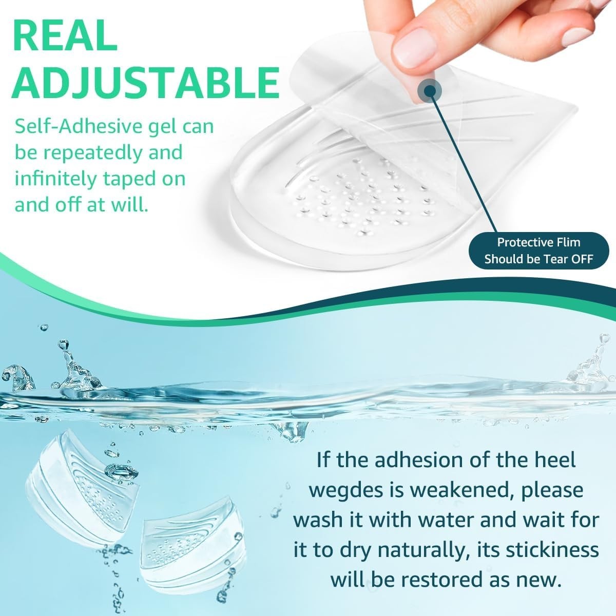 3 Layers Adjustable Heel Wedge Inserts for Supination & Pronation Correction, Ad
