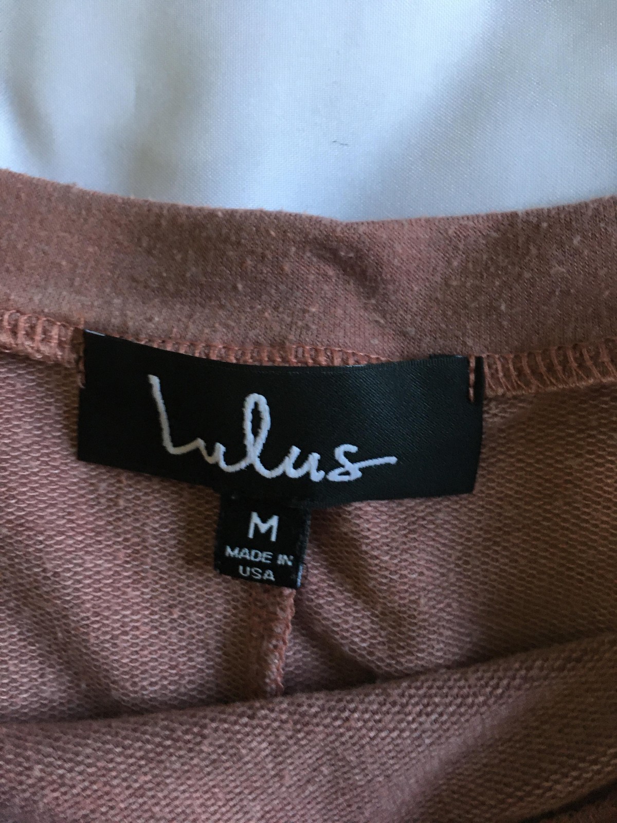 Lulus Shirt Womens Medium Mauve Short Sleeve Banded Hem Crewneck Made in USA