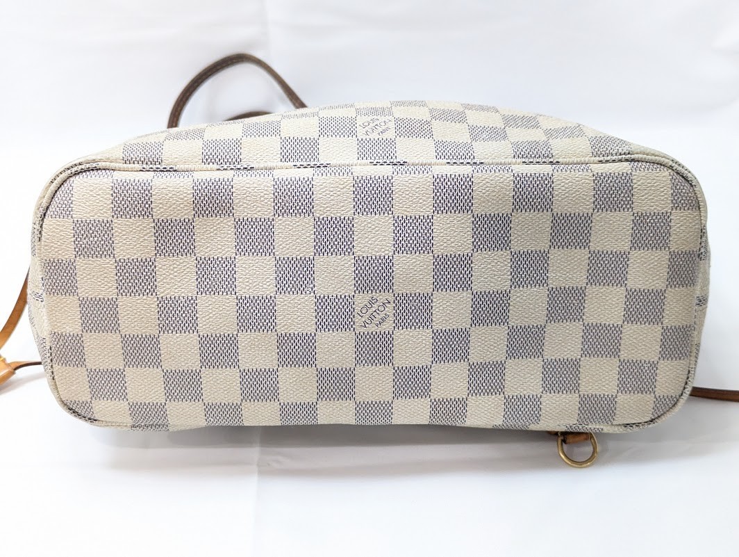 LOUIS VUITTON Damier Azur Neverfull PM Tote Bag White N51110 VI3160 Authentic LV