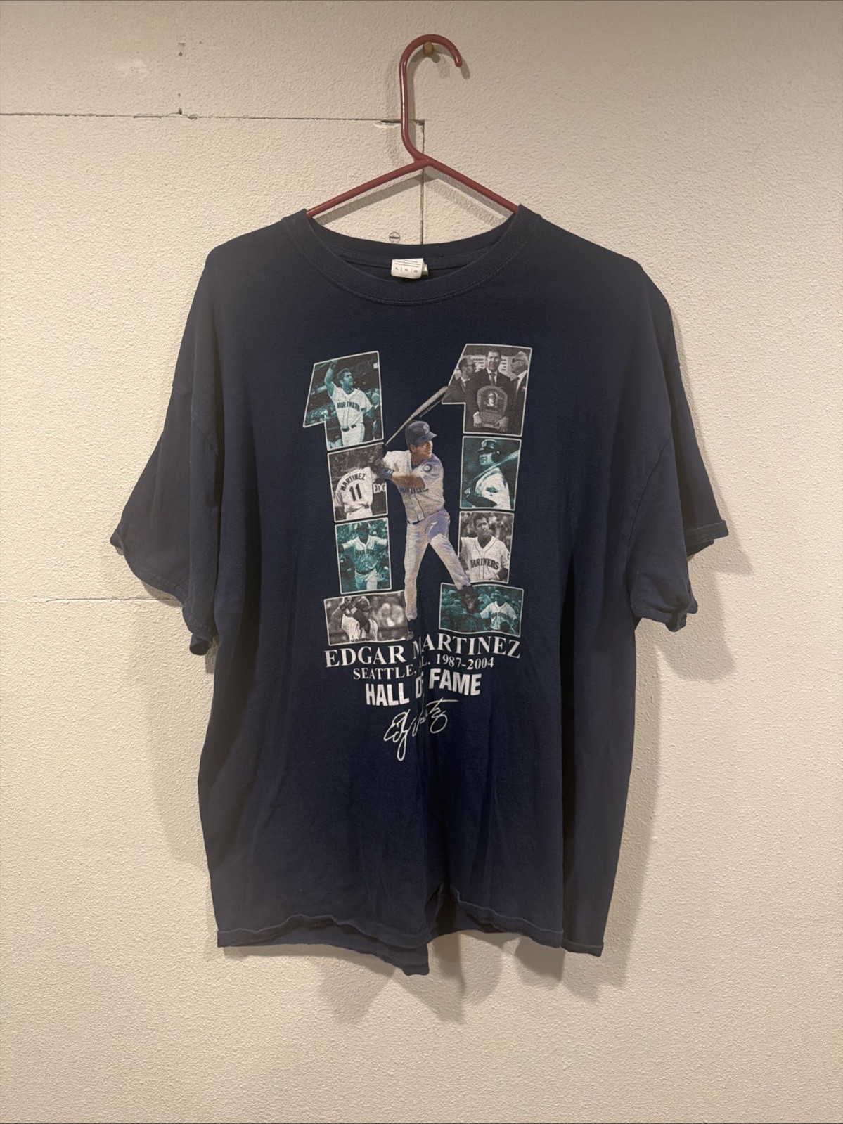 EDGAR MARTINEZ SEATTLE MARINERS HALL OF FAME T-SHIRT SIZE XL Vintage MLB Basebal