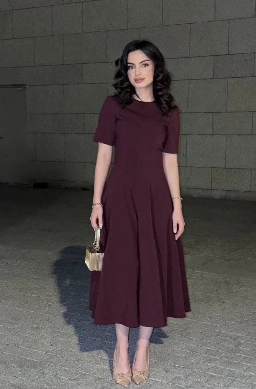 ZARA NWT WOMAN SS25 GODETS MIDI DRESS ZW COLLECTION BURGUNDY 2648/952_S-XL