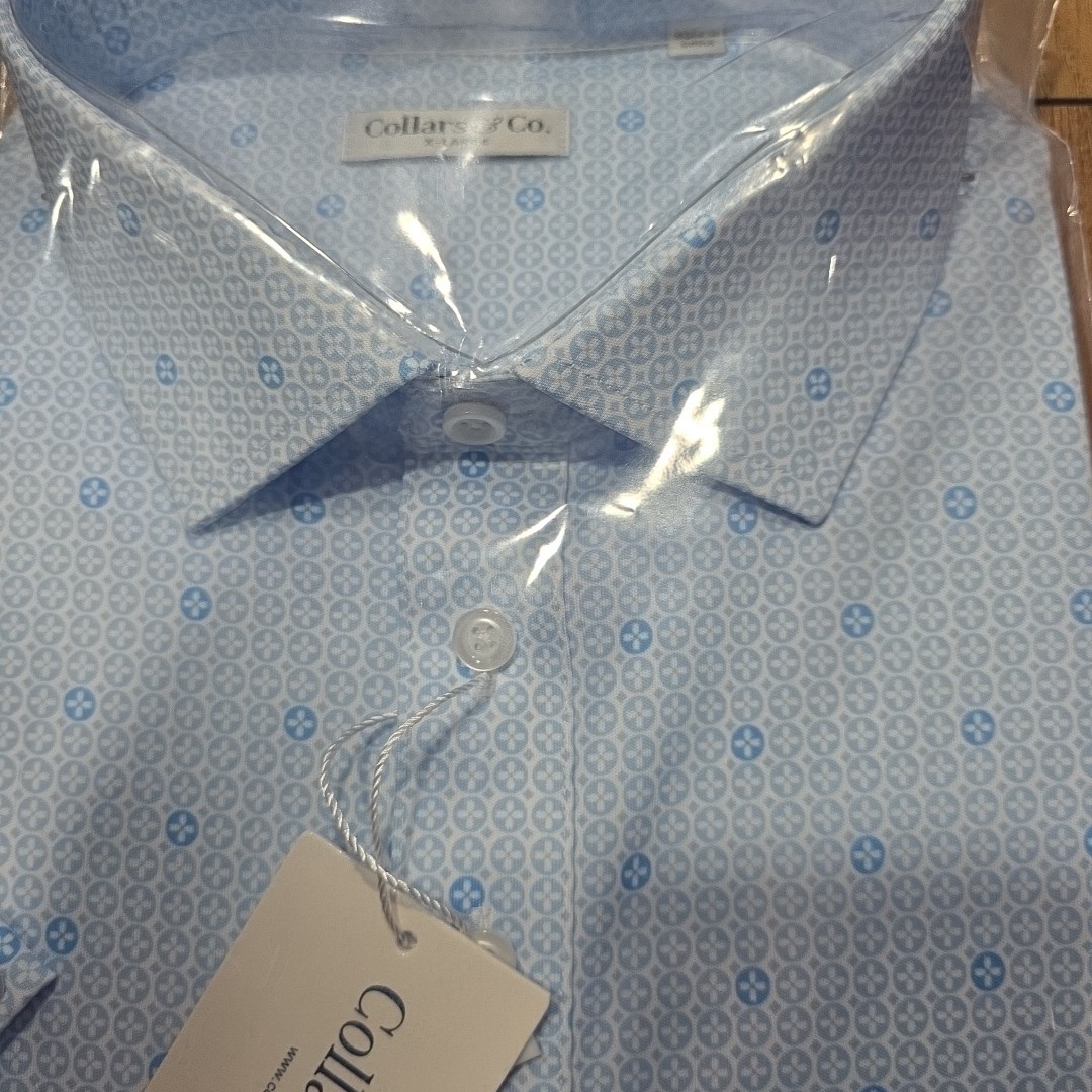 Collars and Co Short Sleeve Polo Medallion Skyblue – XL