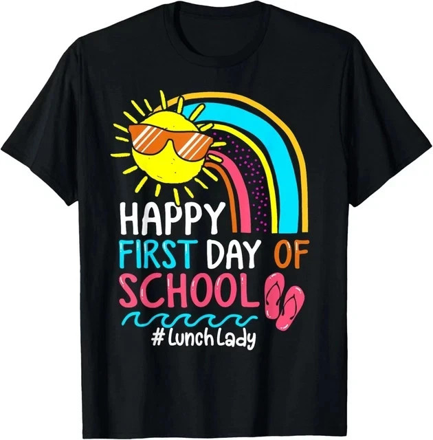 Lunch Rainbow Teaching Education Back To School Black T-shirt