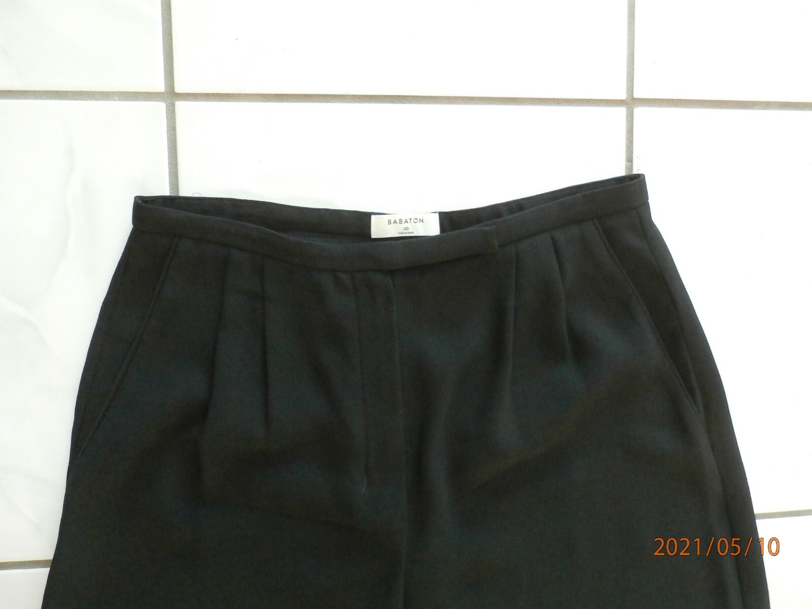 Aritzia Babaton Pants womens 10 Black Wide Leg Crop High Rise Culottes D874