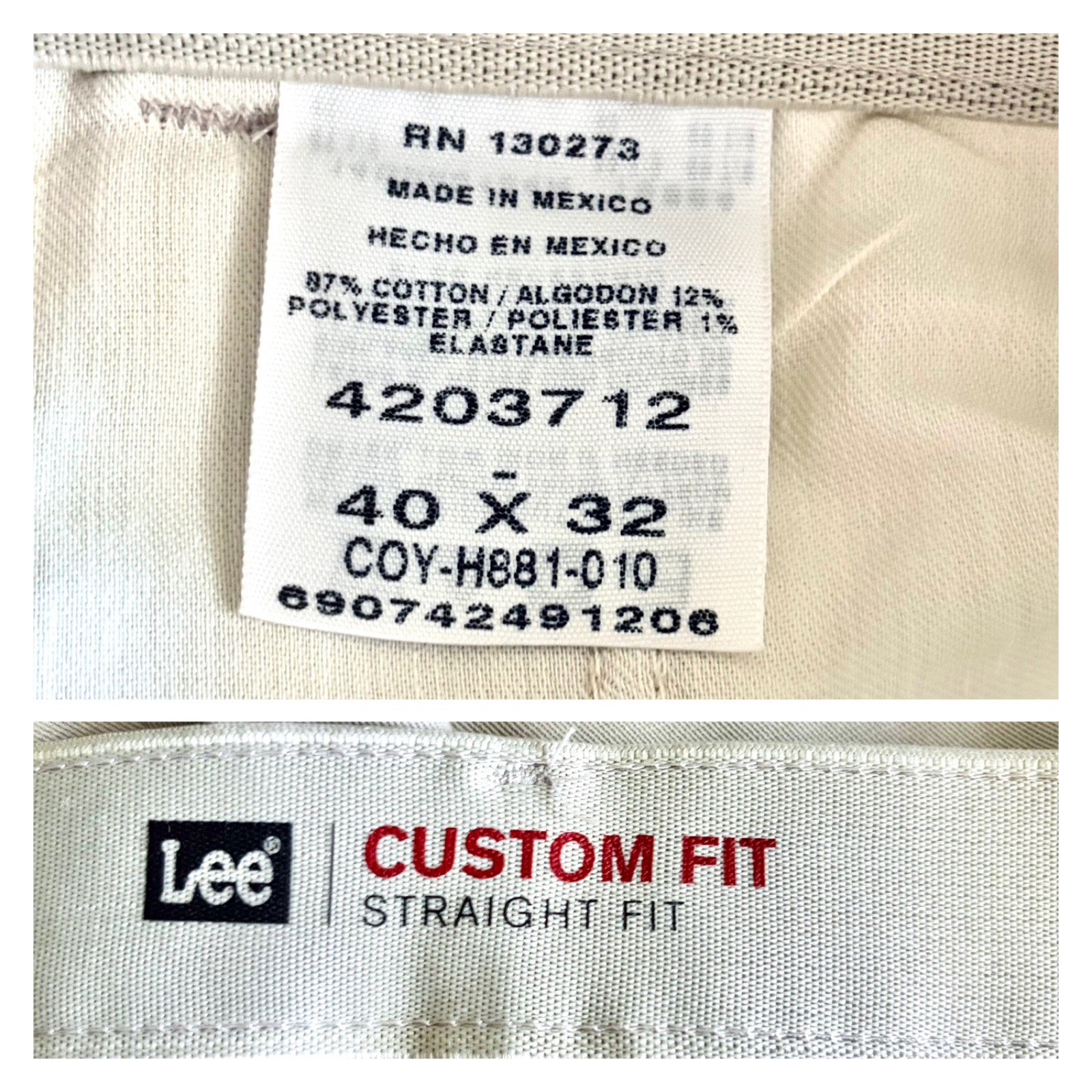 EUC Lee Custom Fit Regular Straight Leg Khaki Men’s Pants 40×32 Jeans