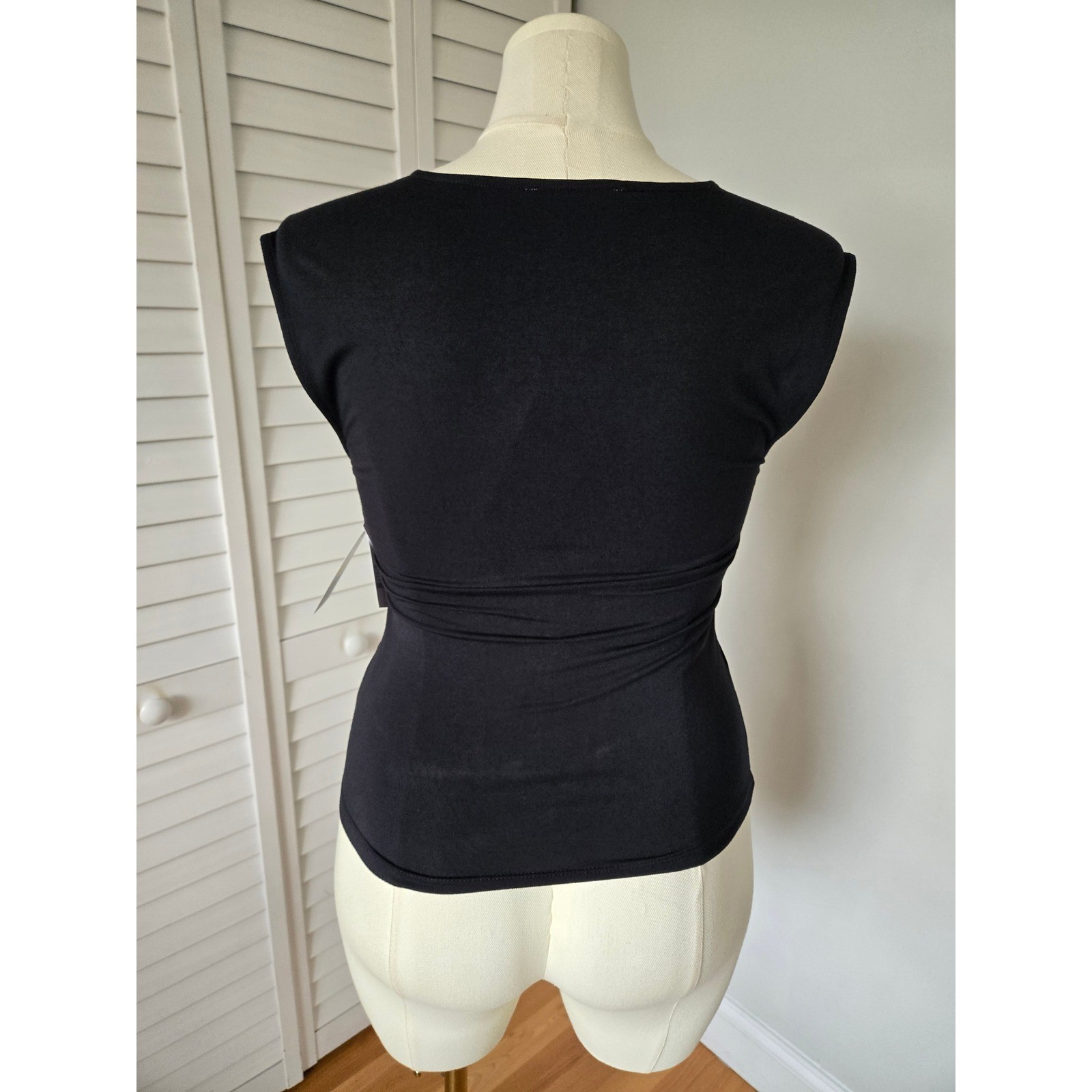 Robert Rodriguez Black Ruched Crochet Cutout Top Size M Y2K Glam Clubwear Chic