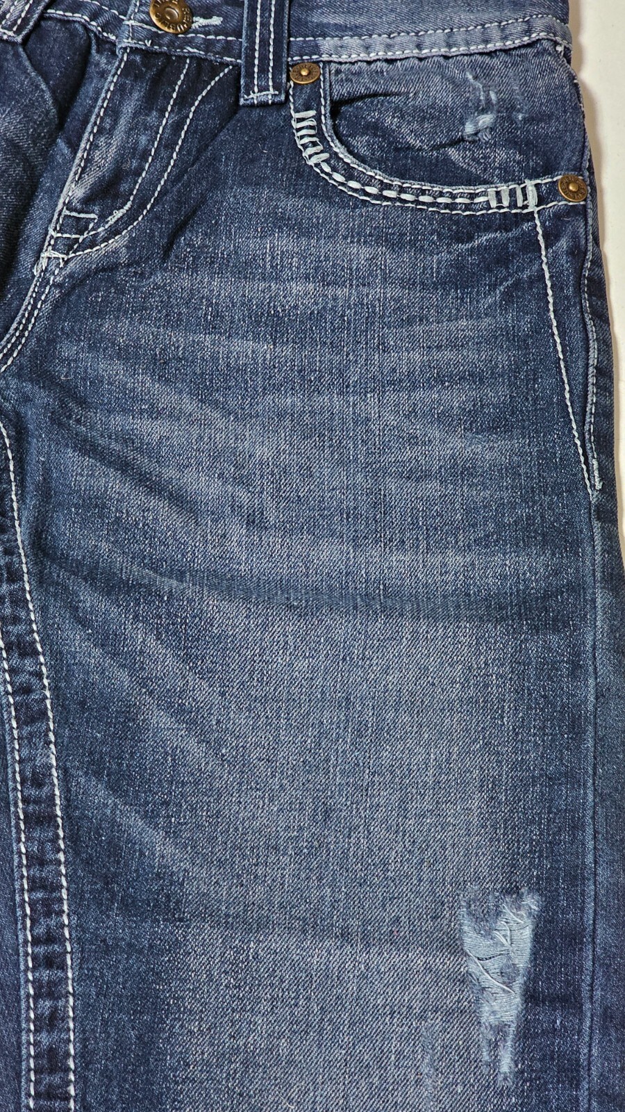 True Republic Brand Men’s Classic Slim Fit Dark Blue Faded Denim Jeans