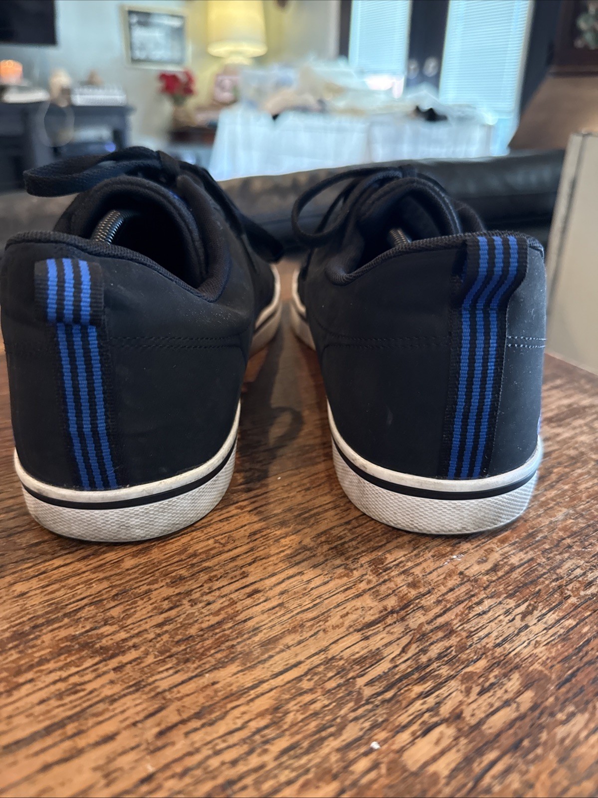 Adidas Mens Neo V Pace Size 12 Black Blue Sneaker Shoes AW4591 Trendy Casual