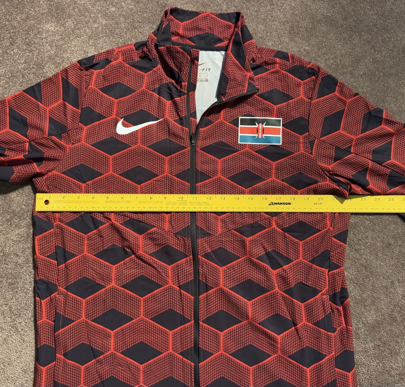 NWOT Nike Kenya Track & Field Podium Jacket Sz L Red All Over Print AOP New