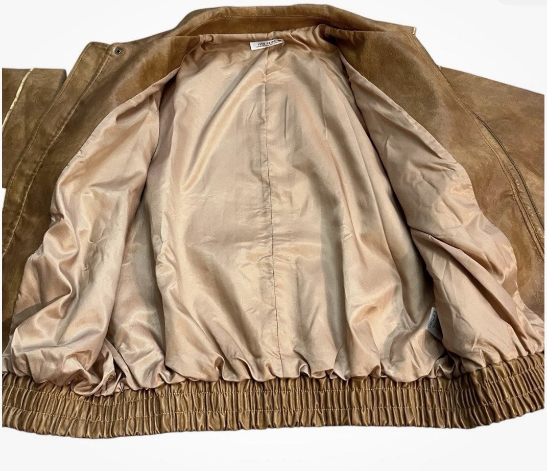 12th Tribe London Calling Cognac Oversized Faux Leather Jacket Size Small