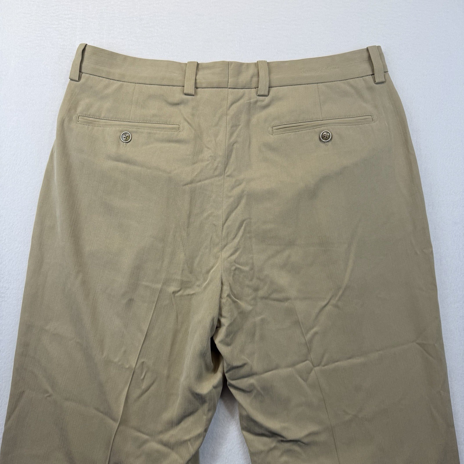 Tommy Bahama 80% Silk Rayon From Bamboo Trousers Dress Pants 34 x 30 Khaki Tan