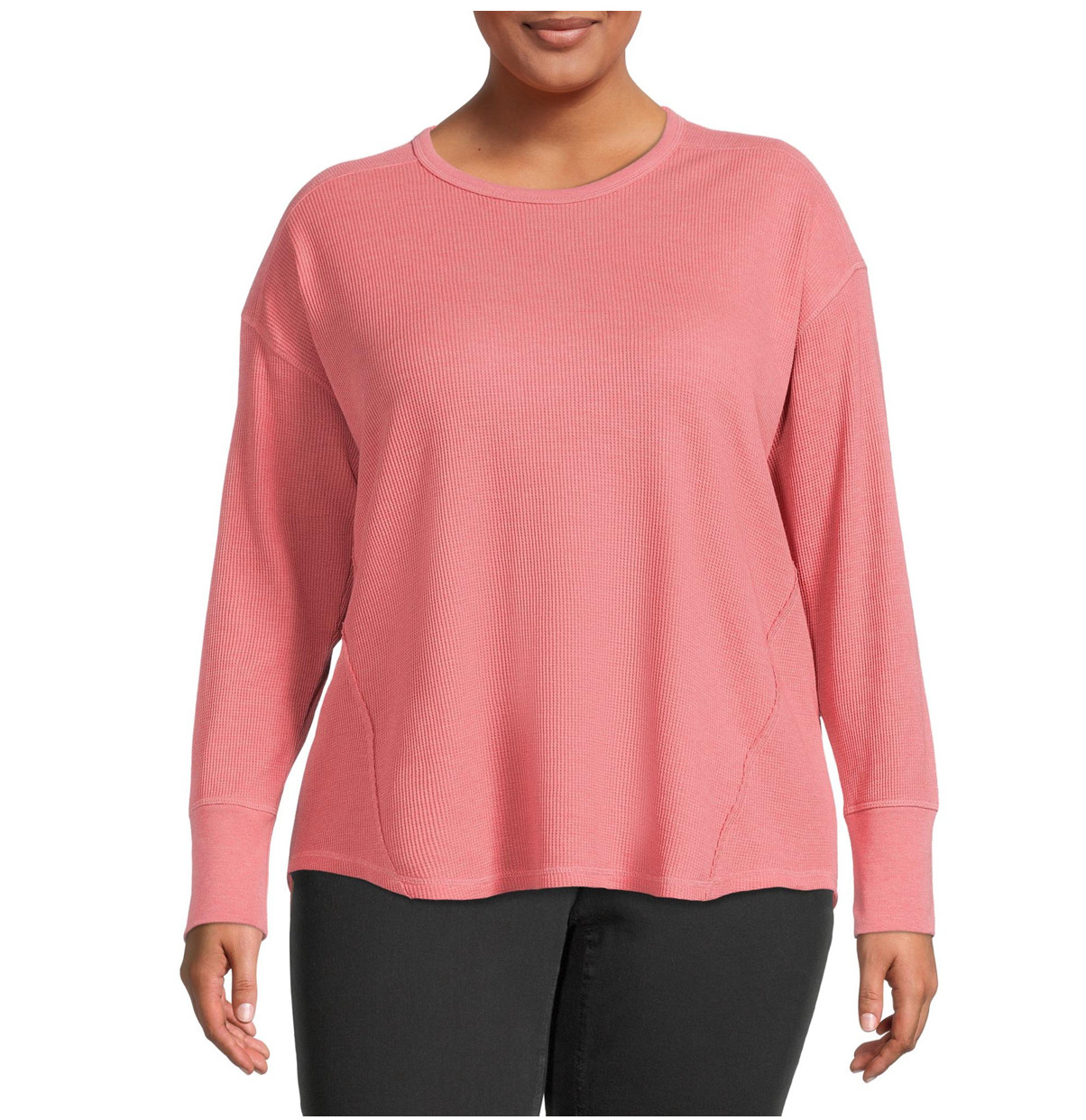 Terra & Sky Women’s Plus Size Long Sleeve Waffle Top – CHOOSE COLOR, 1X-5X