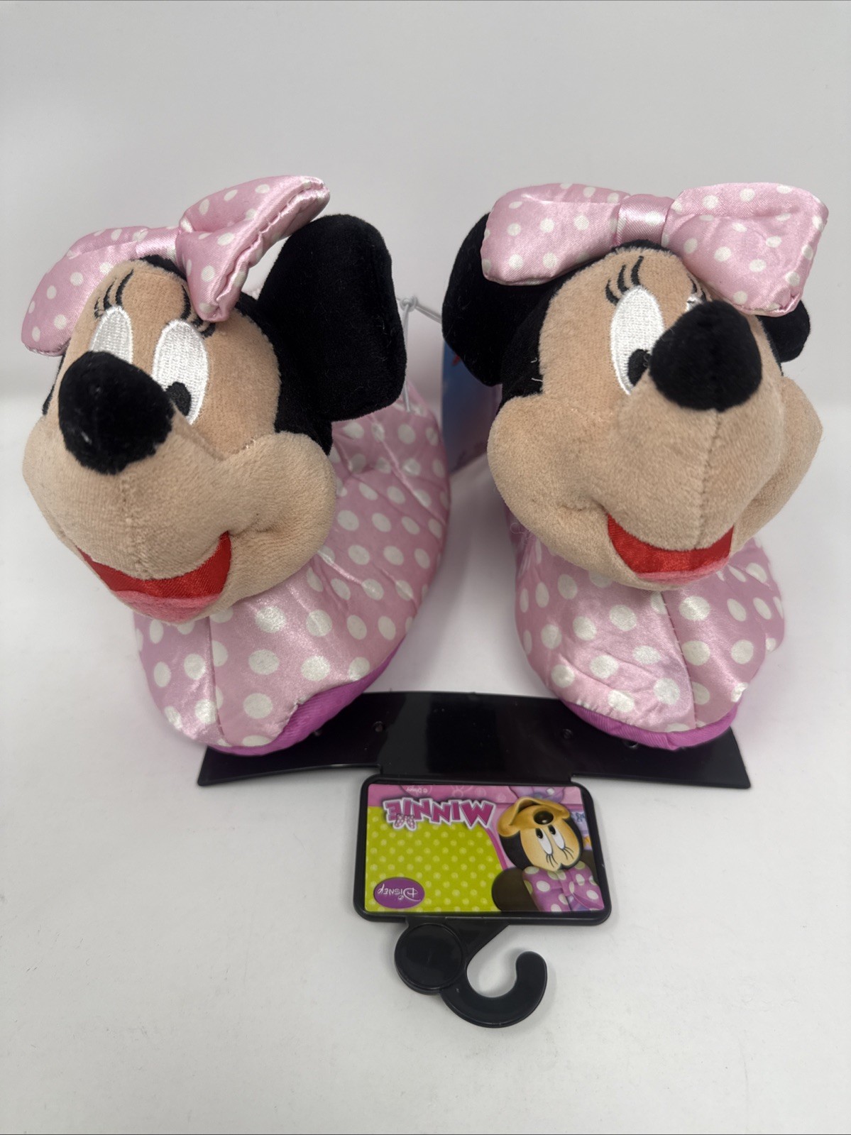 Girls Disney Junior Pink Black Minnie Mouse Slippers Medium 5/6 7/8 9/10 11/12