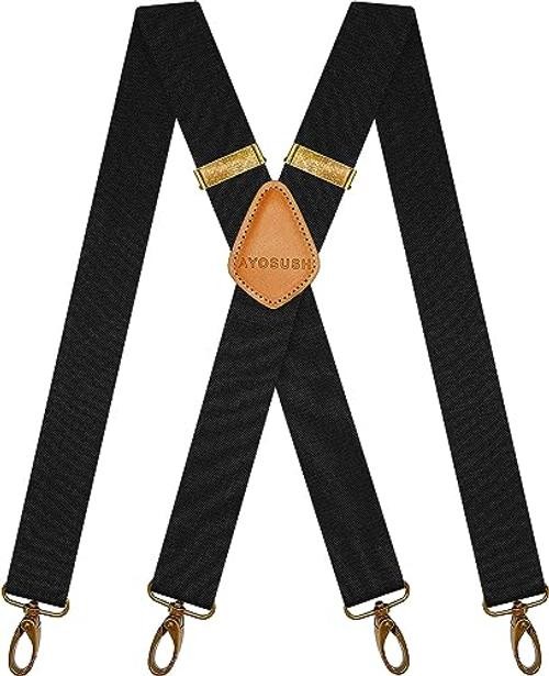 Vintage Suspenders for Men Heavy Duty 4 Snap Hooks for Belt One Size Black 2