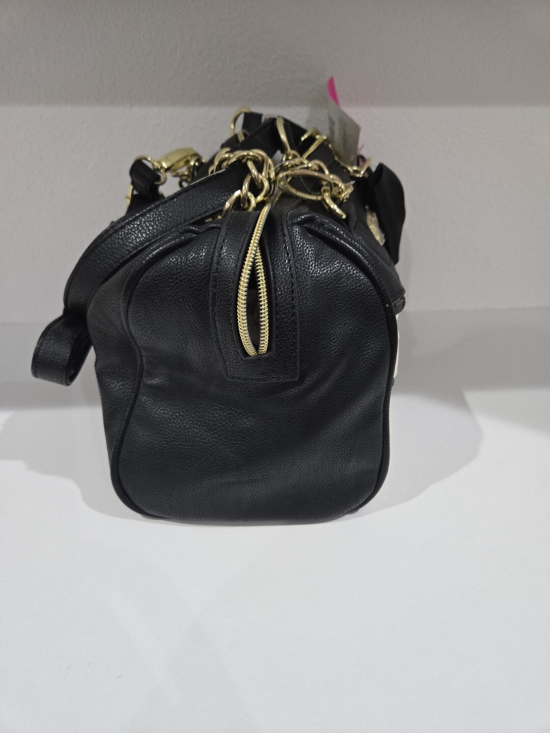BETSEY JOHNSON Sequin Stripes,Stripe Medium Satchel NWT Black