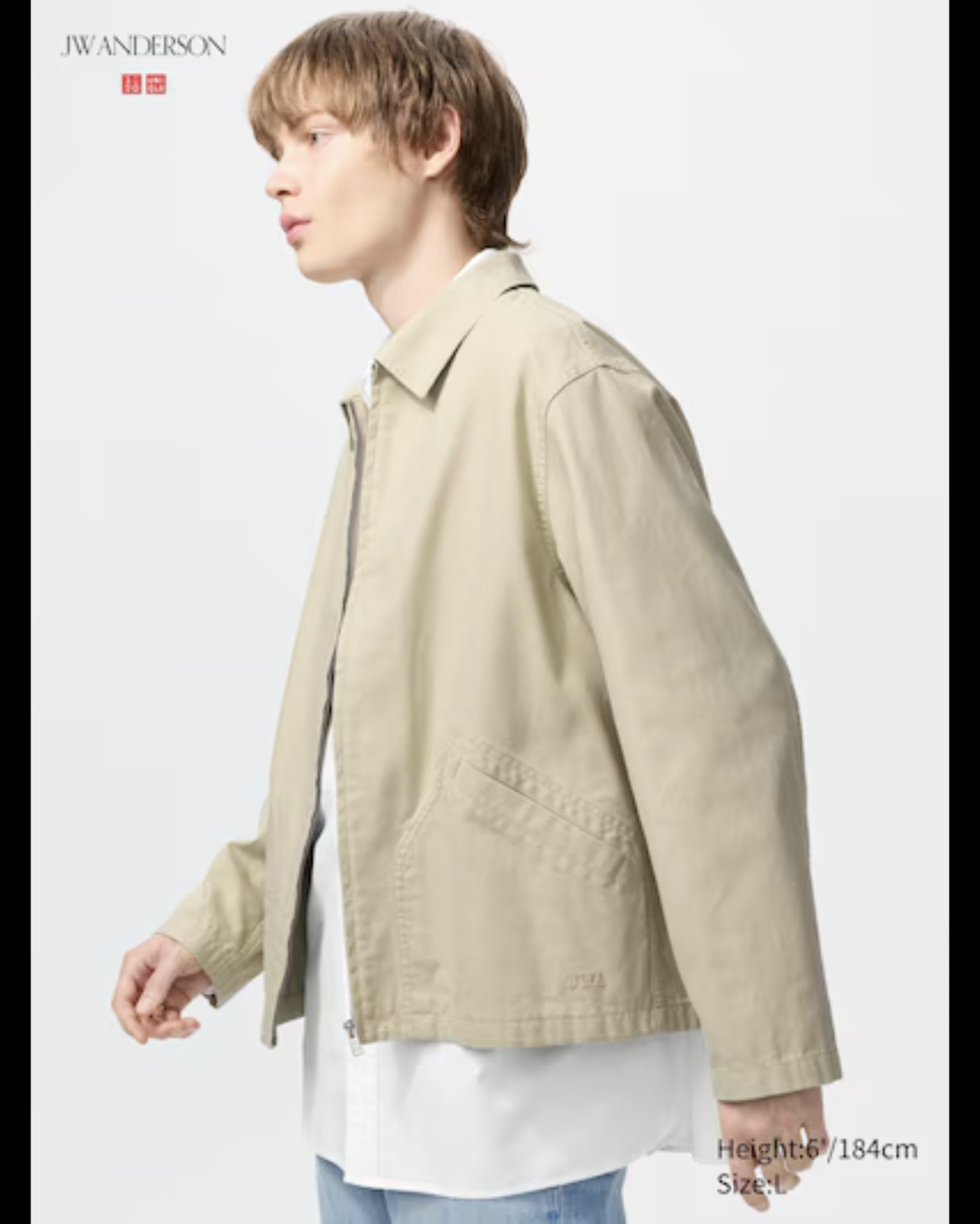 Uniqlo JW Anderson Zip-Up Blouson Jacket | Biege M | New