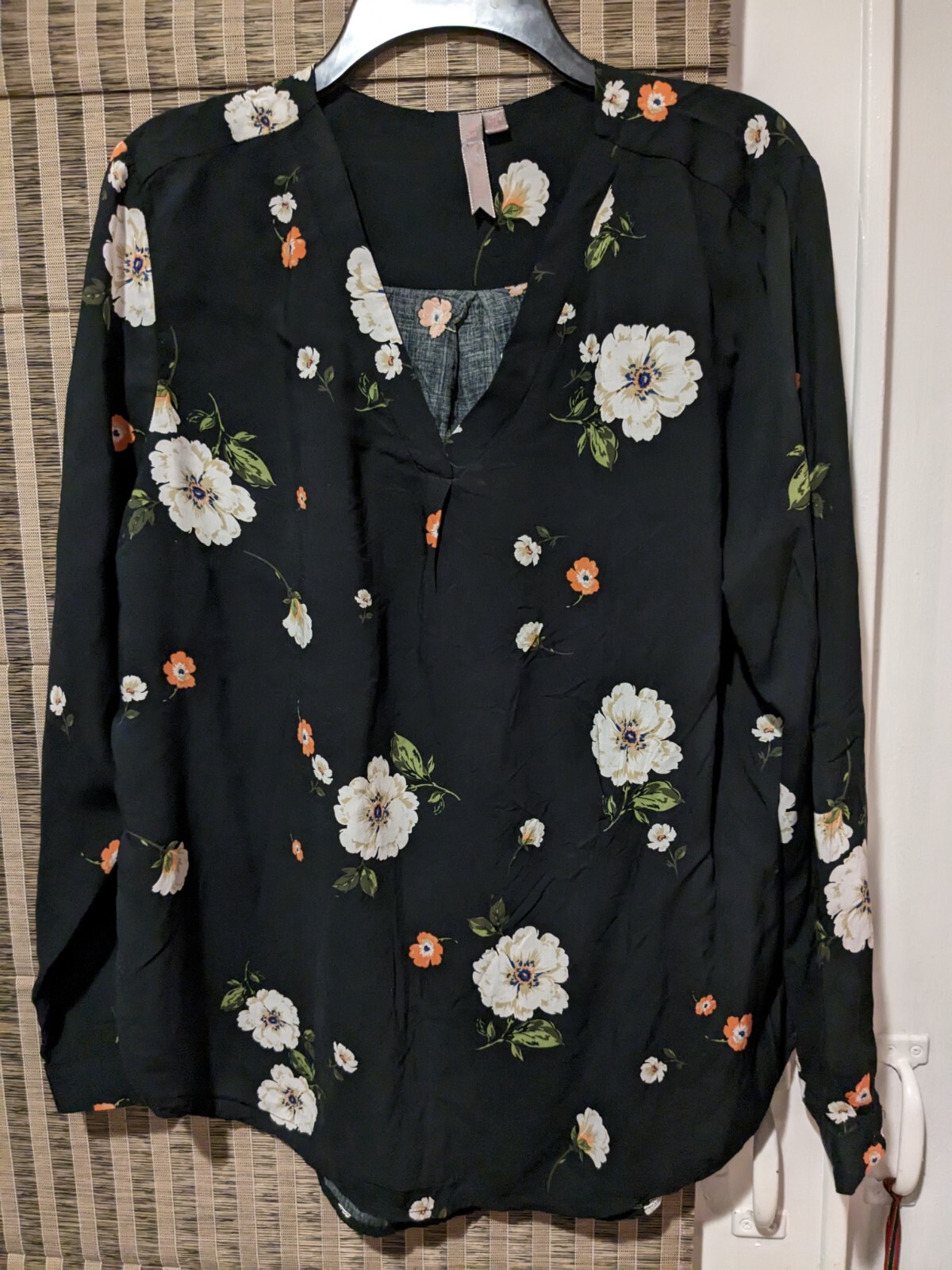 Brina & em Feminine Boho Cottage Core Floral Shirt Tab Sleeves Size L