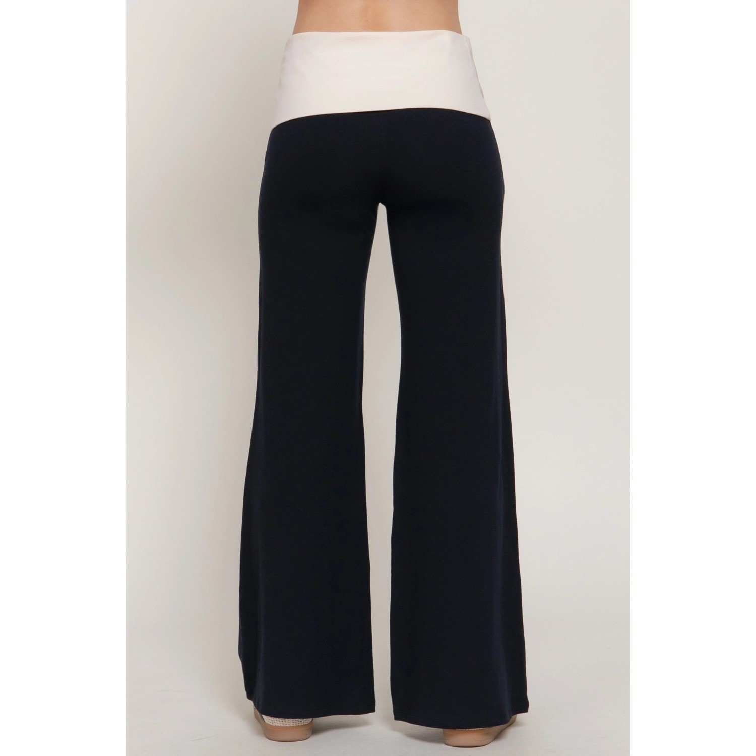 Y2K Fold over Waist flare Yoga Lounge Pants Black White Stretch Balletcore M nwt