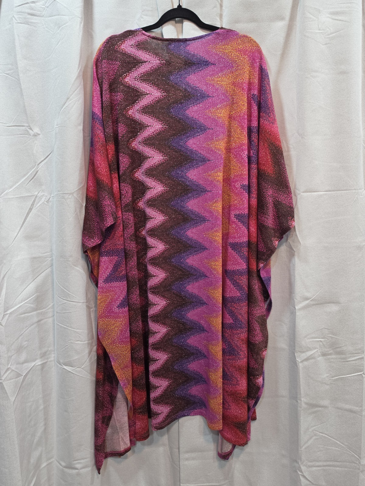 IMAN Shimmering Zig Zag Pink Fuschia Kimono Duster Size Large Tall
