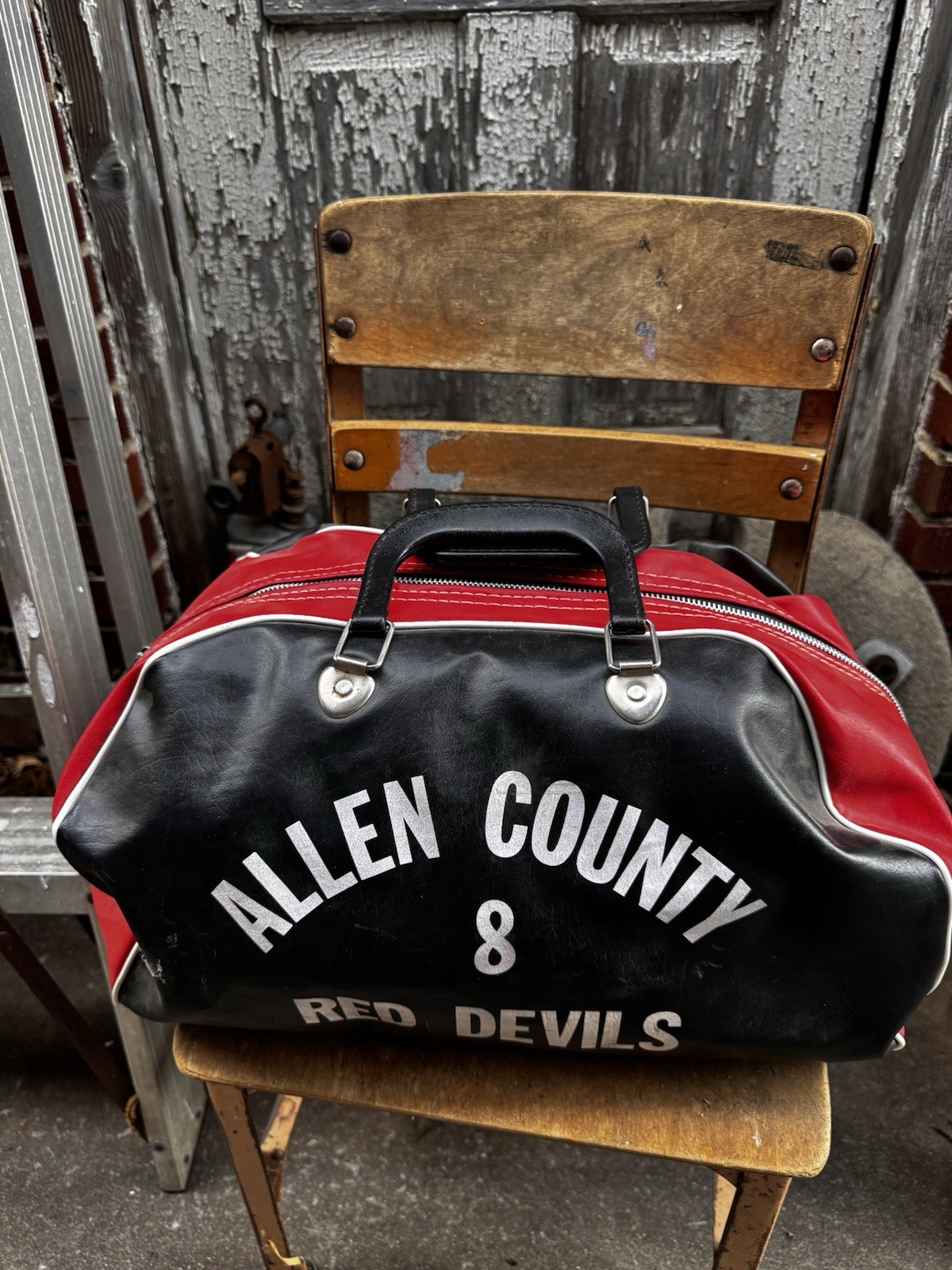 Vintage Gym Bag Duffle ALLEN COUNTY RED DEVILS KS 60s Athletic Collegiate