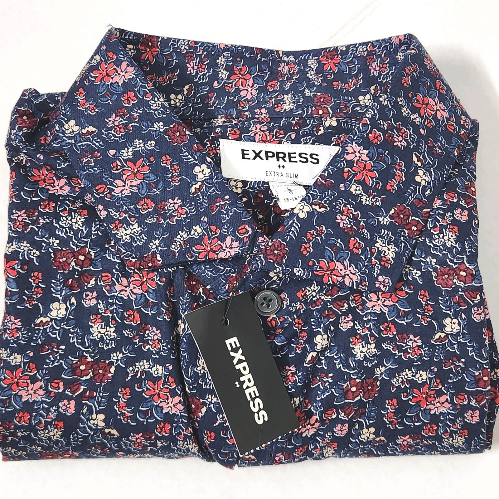 NWT Express Bakers Floral Print Shirt Men’s large – Extra Slim Fit